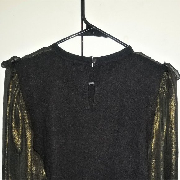 NWOT Gold Metallic/Black Ruffle Sweater - XL - Picture 3 of 4